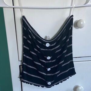 Caution To The Wind Black and White Striped Tube Top